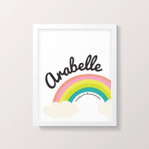 Personalised New Baby Rainbow And Cloud Print - New Baby Print Set - Rainbow Decor