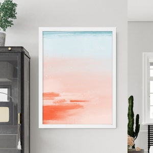 Blue Pink Orange Portrait Abstract Canvas Wall Art Large Picture Prints 