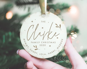 First Christmas As A Family of 4 Personalised Christmas Tree Decoration, Personalized Family Christmas Tree Ornament, Holiday Decor
