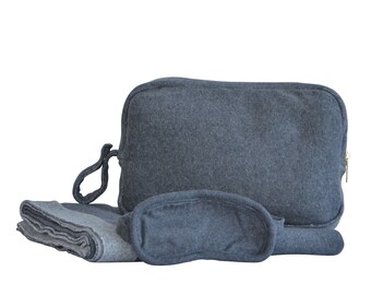 Reversible Solid - Blanket Set - 100% Cotton - Dk grey/Vanilla