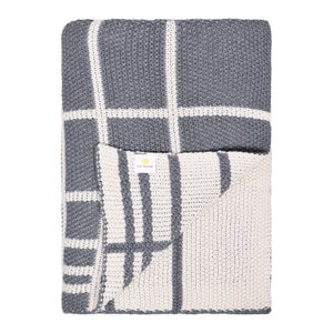 Chunky knitted throw - Combed Cotton - Grey/Natural - Stylish - Reversible