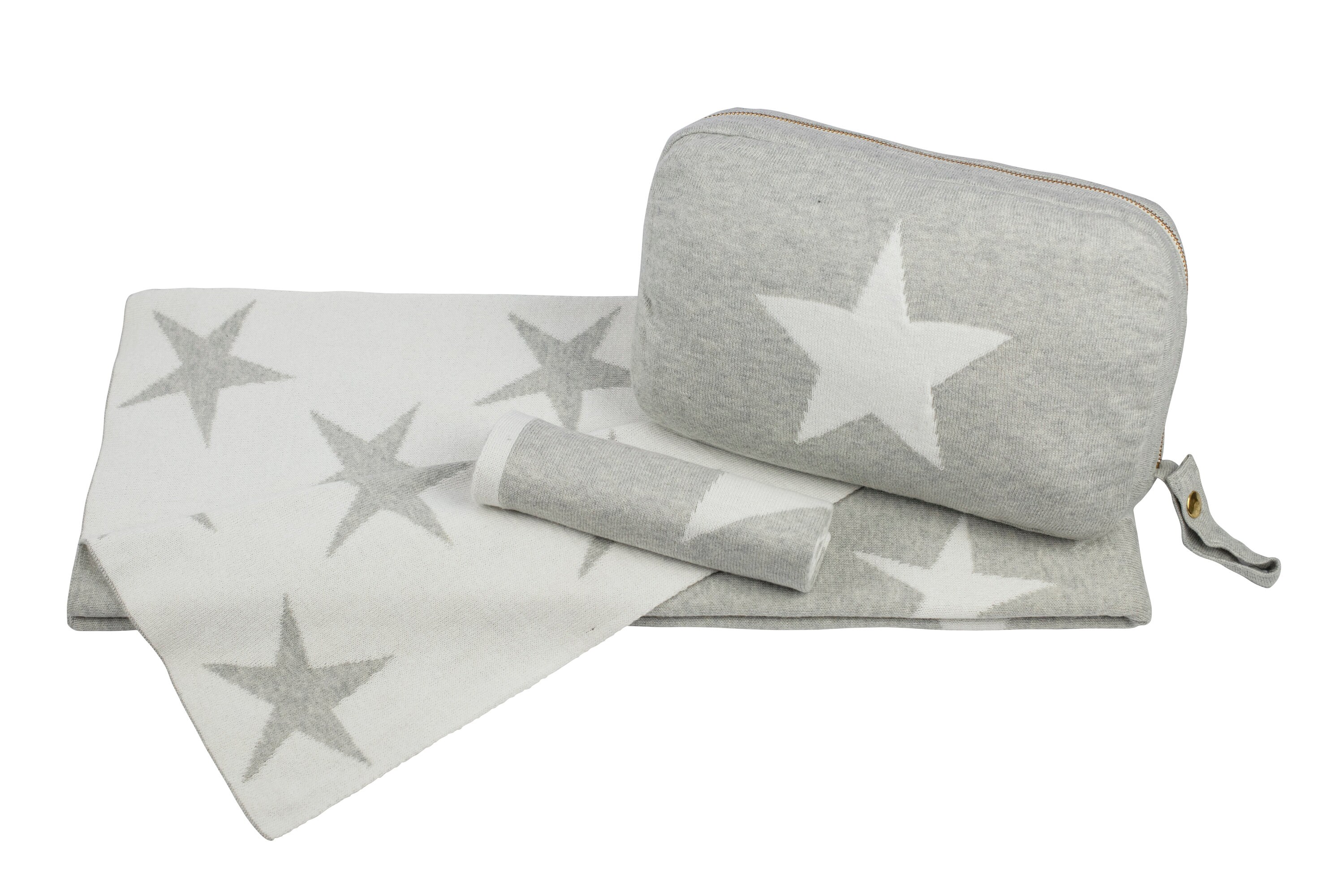 Baby Blanket Set 100 Cotton Stars Grey Etsy UK