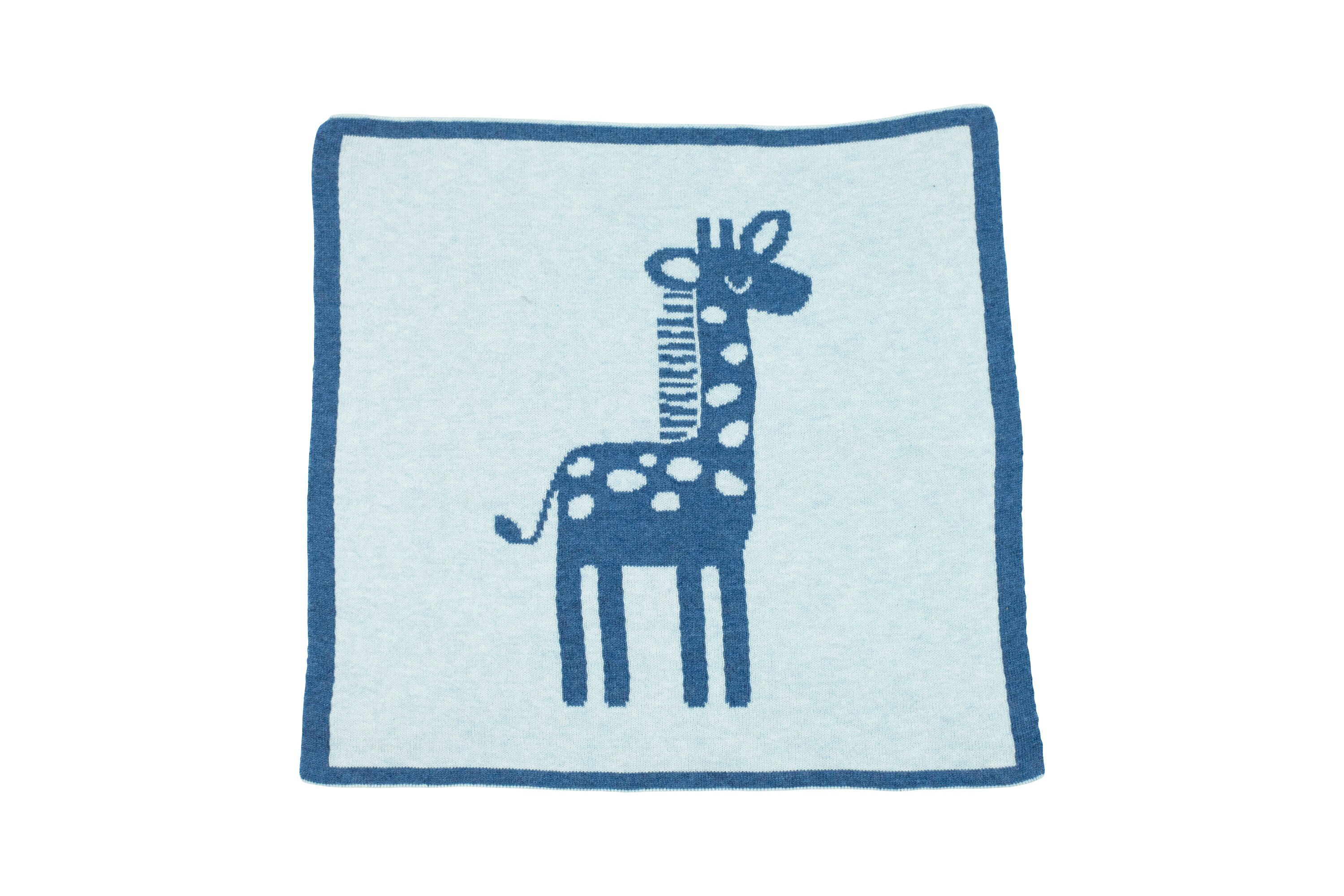 Baby Blanket Set 100 Cotton Giraffe Blue Etsy