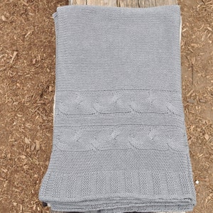 Grey knitted throw - Combed Cotton - Chunky - Stylish-