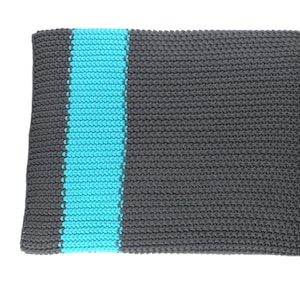 Chunky knitted throw - Combed Cotton - Dk grey/Turquoise - Couch blanket - 100% Cotton - luxury throw