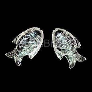 Natural Crystal Quartz 25mm Fish Shape, Clear Quartz Gemstone Charms, Crystal Quartz Hand Carved Gemstone, Crystal Quartz For Jewelry Making