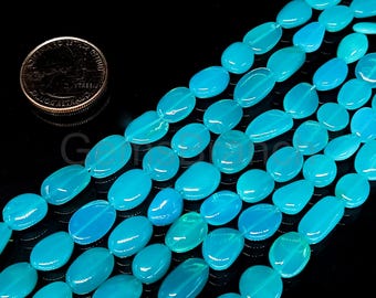 Deep Blue Ethiopian Opal Beads, Flashy Ethiopian Blue Opal Smooth Oval Nuggets Gemstone Beads, Blue Opal Beads for Jewelry Making