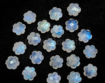 Colgante de piedra lunar arcoíris tallada en forma de flor, dije de piedra lunar arcoíris, colgante de piedra lunar arcoíris tallado a mano, piedra lunar arcoíris de 10 mm