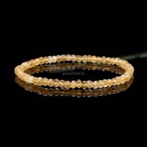 Naturlig citrin töjbar armband, helande kristallsmycken, gul ädelstensarmband, elastiskt pärlarmband, handgjort ädelstensarmband