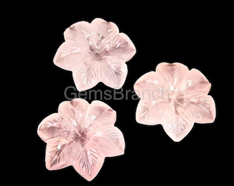Pendentif En Pierre Précieuse Naturelle Sculptée En Forme De Rose - Fait Main - 33mm