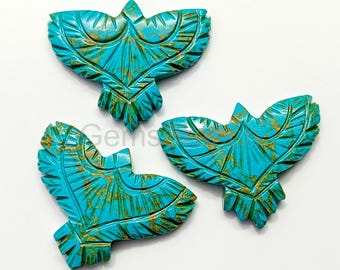Copper Turquoise Eagle Carving, Hand Carved Eagle Shape Gemstone, Bird carved Gemstone For Jewelry, Crystal Carving, Eagle Sculpture 40MM