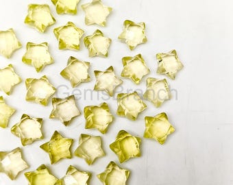 AAA Lemon Quartz Star shape Gemstone, Faceted Hand Carved Star Beads for Jewelry 8MM, Natural Lemon Quartz Star Briolettes Healing Crystals