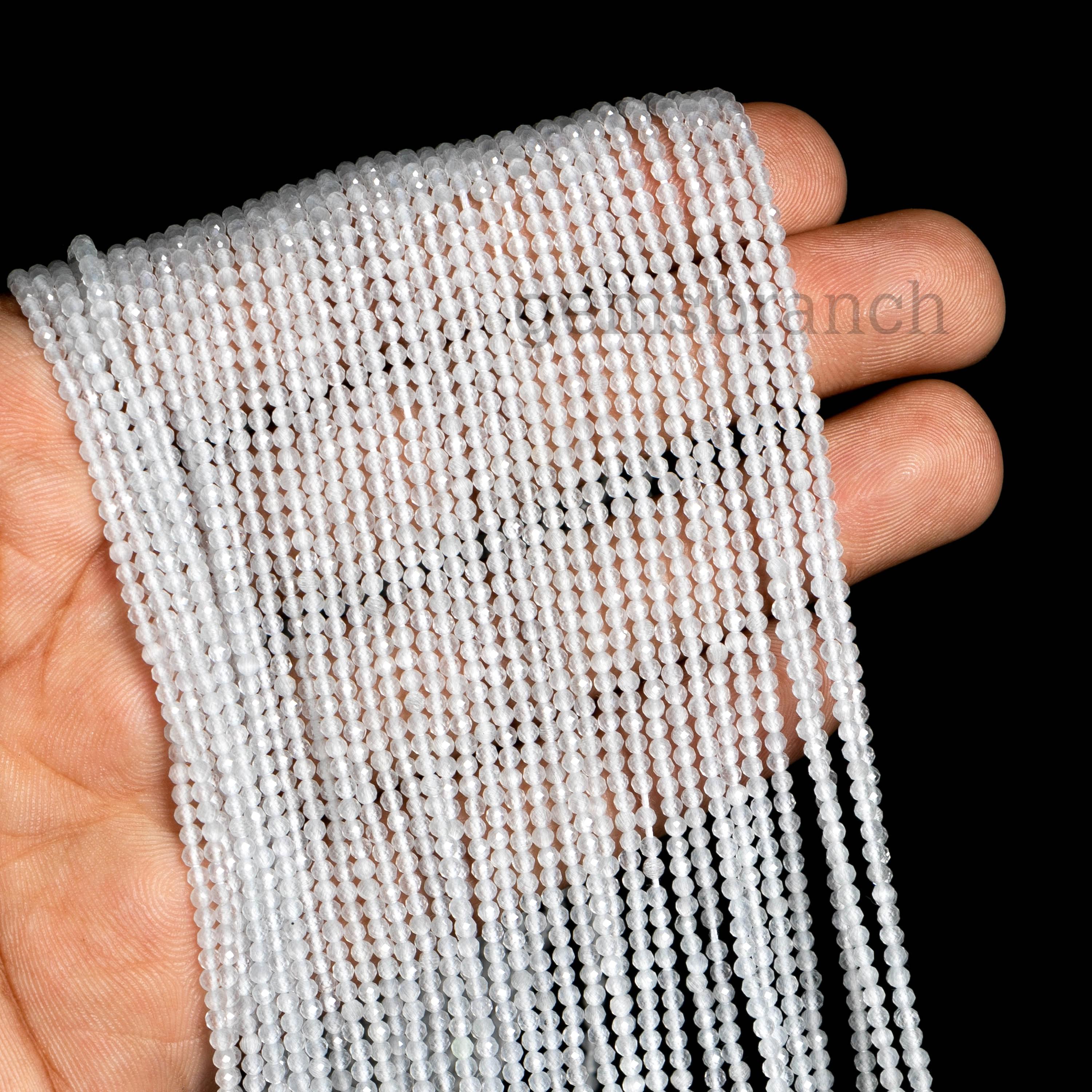 本物のホワイト トパーズ ファセット ラウンド ビーズ、ジュエリー作り 