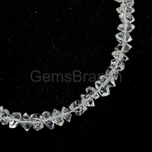 Natural Clear Herkimer Diamond Beads, AAAA Diamond Quartz Gemstone Beads, Raw Herkimer Uncut Beads, Wholesale Herkimer Diamond Nuggets Beads