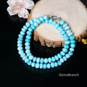 Collar de ópalo azul cielo, collar de piedras preciosas de ópalo redondo, joyería de ópalo dulce, collar liso artesanal, joyería de ópalo para esposa, regalo para ella