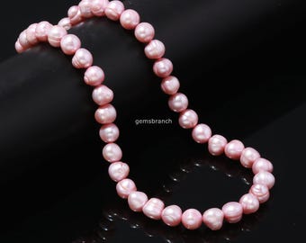 Gorgeous Pink Freshwater Pearl Necklace, Pink Pearl Choker Necklace, Natural Pearl Necklace for Women Men, Handmade Beach Jewelry