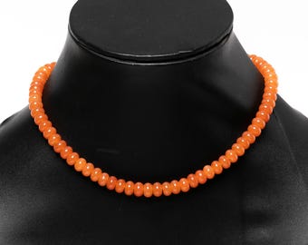 Collar de cornalina natural, collar de rondelles, collar de cuentas lisas, collar de piedras preciosas con cuentas, gargantilla hecha a mano, regalo para novia