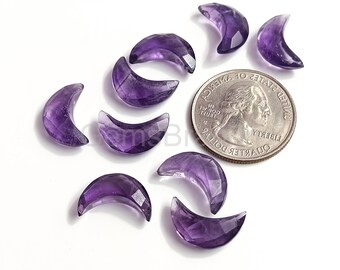 Beautiful Amethyst Moon shape Gemstone, Faceted Hand Carved Crescent Moon Beads for Jewelry Making, Healing Crystals, 17MM Carved Gemstone