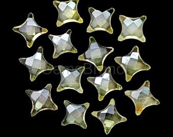 Natural Lemon Quartz Ninja Star shape Gemstone,Faceted Hand Carved Star Beads for Jewelry 12MM Lemon Quartz Star Briolettes Healing Crystals
