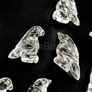 Natural Crystal Quartz Carved Bird Carvings, Clear Quartz Hand Carved Briolettes, Crystal Gemstone Jewelry, Handmade Crystal Quartz Charms