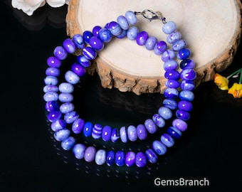 Shaded Blue Opal Necklace, Smooth Beads Necklace, Rondelle Opal Jewelry, Candy Opal Necklace, Handmade Choker Necklace, Gift For Girlfriend