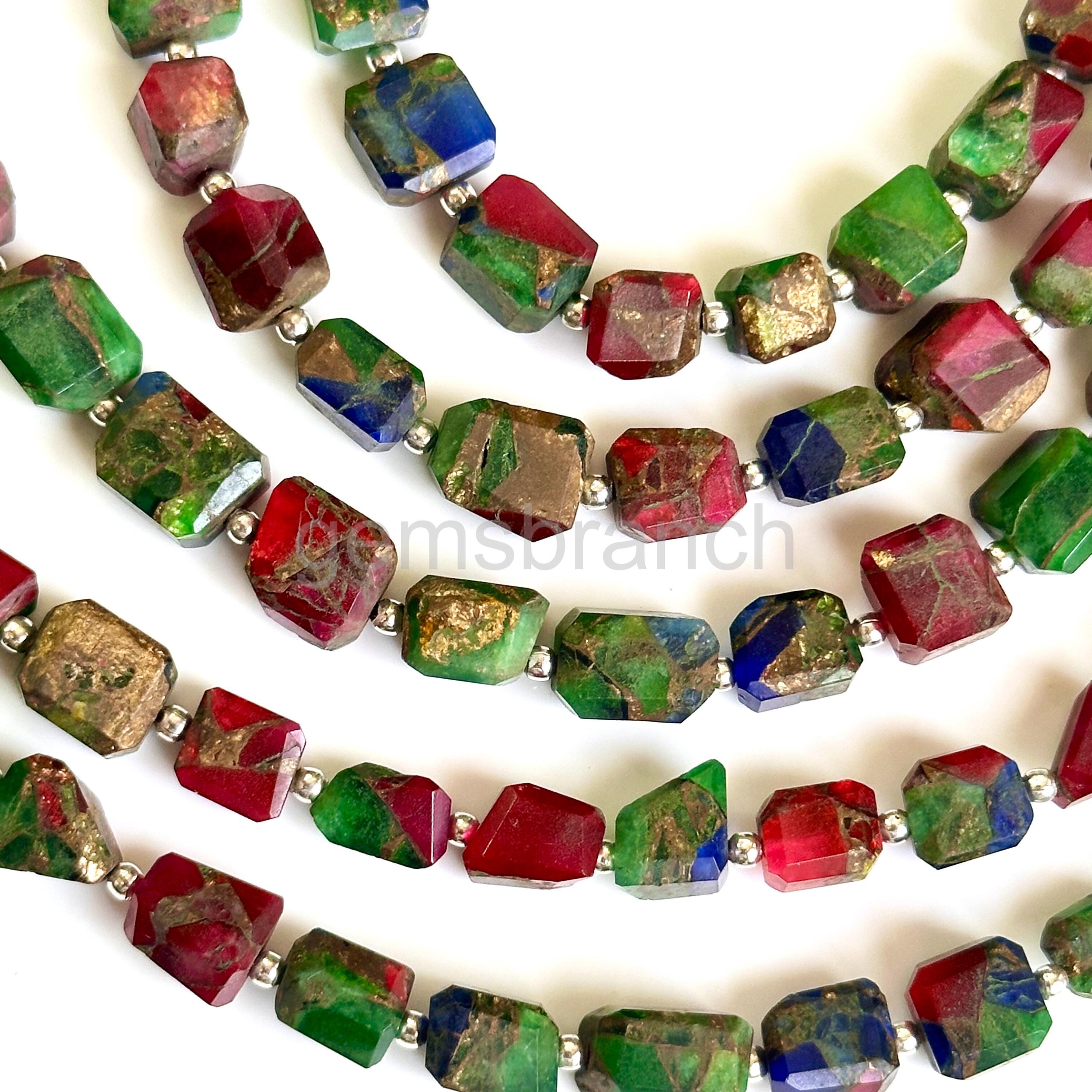 Beaded Rainbow Mosaic Trim - Turquoise, Red, Gold Vintage Venetian Beads, Designer Multi-Color | Beadparadise.com main image 3
