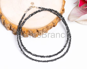 Vackert svart diamanthalsband, ojämnt diamanthalsband, smycken med grova ädelstenar, smycken med råa diamanter, halsband med pärlor