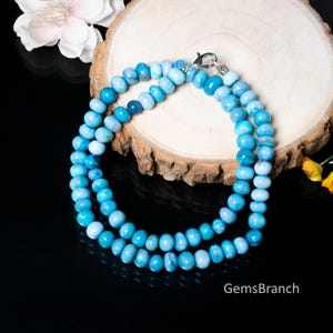 Collar de ópalo azul grueso, collar de rondeles lisos, collar llamativo, joyería de ópalo dulce, joyería de playa, collar para mujer, regalo para ella