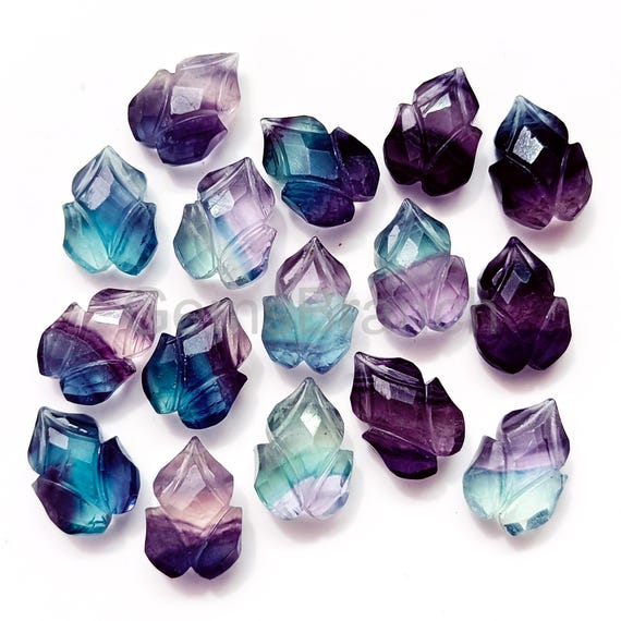 Flashy Rainbow Fluorite Carved Leaf Gemstone, Faceted Crystal Leaf Carving Gemstone, Crystal Carving Hand Carved Leaf Beads For Jewelry 13mm