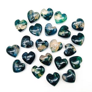 Natural Moss Agate Smooth Gemstone, Heart Shape Carved Gemstone, Agate Loose Hand Carved Beads, 8 MM Heart Carving Beads, Carved Gemstone