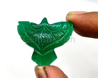 Natural Green Onyx Eagle Carving, Hand Carved Eagle Shape Gemstone, Bird carved Gemstone For Jewelry, Crystal Carving, Eagle Sculpture 30MM