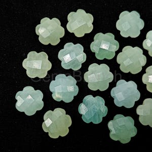 Natural Aquamarine 10mm Flower Shape Charms, Aquamarine Faceted Gemstone Carvings, Aquamarine Carved Gemstone, Aquamarine For Jewelry Making