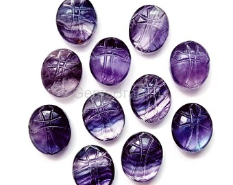 Gorgeous Fluorite Cross Shape Gemstone, Hand Carved Cross Beads for Jewelry Making, Holy Cross Pendant Charm, Healing Crystal Carving 25mm