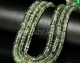 AAAA Green Amethyst Faceted Heishi Tyre Shape Beads, Amethyst Gemstone Faceted Beads 6-7mm Natural Green Amethyst Beads for Jewelry Making