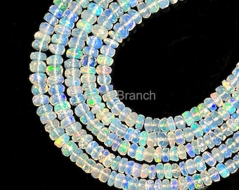 Ethiopian Opal Faceted Rondelle Beads, Welo Fire Opal Beads For Jewelry Making, Opal Rondelle Beads, 4-5.5mm Natural Ethiopian Opal Beads
