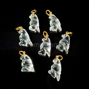 Natural Crystal Quartz Bird Shape Pendants, Clear Quartz Gemstone Animal Charms, 925 Sterling Silver Crystal Quartz Hand Carved For Jewelry