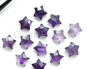 Piedra preciosa de amatista morada natural en forma de estrella, cuentas facetadas talladas a mano para hacer joyas, cristales curativos de briolettes de amatista.