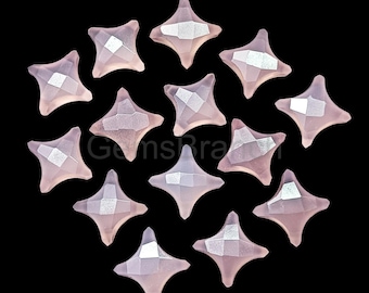 Pietra preziosa naturale a forma di stella ninja in calcedonio rosa, perline a forma di stella sfaccettate e intagliate a mano per gioielli, cristalli curativi a forma di stella in calcedonio