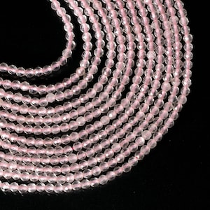 Natural Rose Quartz Faceted Round Beads, 2mm Rose Quartz Beads for Jewelry Making, Tiny Micro Faceted Gemstone Beads, Rose Quartz Beads 13&quot;