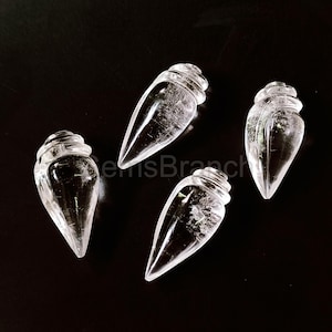 Crystal Quartz Snail Shells Carvings, Clear Quartz Smooth Gemstone, Crystal Hand Carved Conch Shell Charms, Crystal Quartz Carved Briolettes