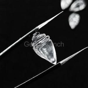 Crystal Quartz Hand Carved Snail Shells, Clear Quartz Smooth Gemstone Carvings, Crystal Conch Shell Charms, Crystal Quartz Carved Briolettes