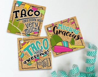Taco Party Favor Tags, Instant Download, Printable, Fiesta Favor, Fiesta Party Gift Tags, Taco Party Goodie Bags, Cinco De Mayo Favor Tags