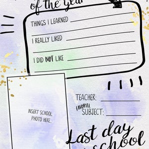 DIGITAL FIRST and LAST Day of School Pages, Back to School Memory Book, Printable, Kids Journal, School Memory Album, Back to School Sign image 10