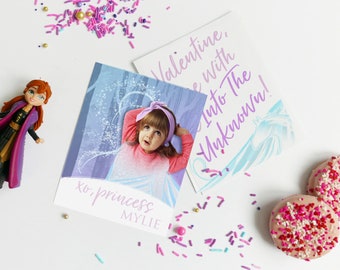Frozen 2 Valentines, Elsa Valentines, Kids Classroom Valentines, Printable Valentines, Photo Valentines, Princess Valentines