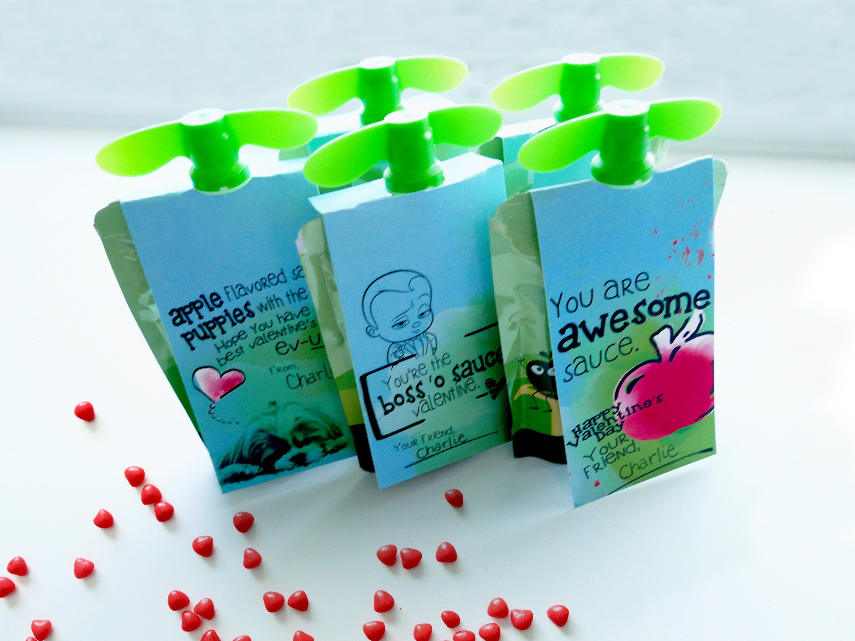 Applesauce Pouch Valentine's Day Tag Kids Teen Tween Girl Etsy