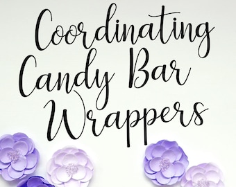 Coordinating Candy Bar Wrappers, Custom Chocolate Bars, Valentines, Party Favor, Mini Chocolate Bar Labels