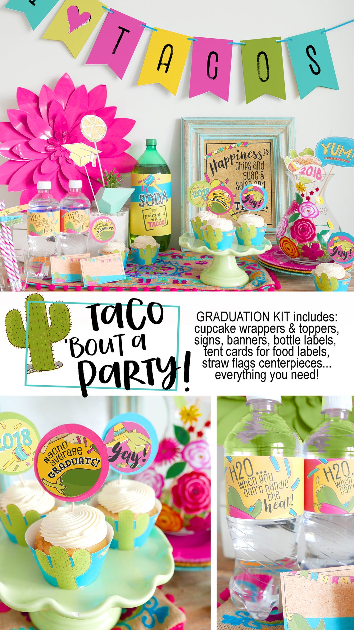 Taco Fiesta Graduation Party Printable Kit Taco Party Kit | Etsy