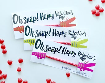 Alligator Pencil Valentine's Day Card, Kids Tween Girl Boy Classroom Valentines, Printable, Valentines, Non-food Valentines, Valentine Treat