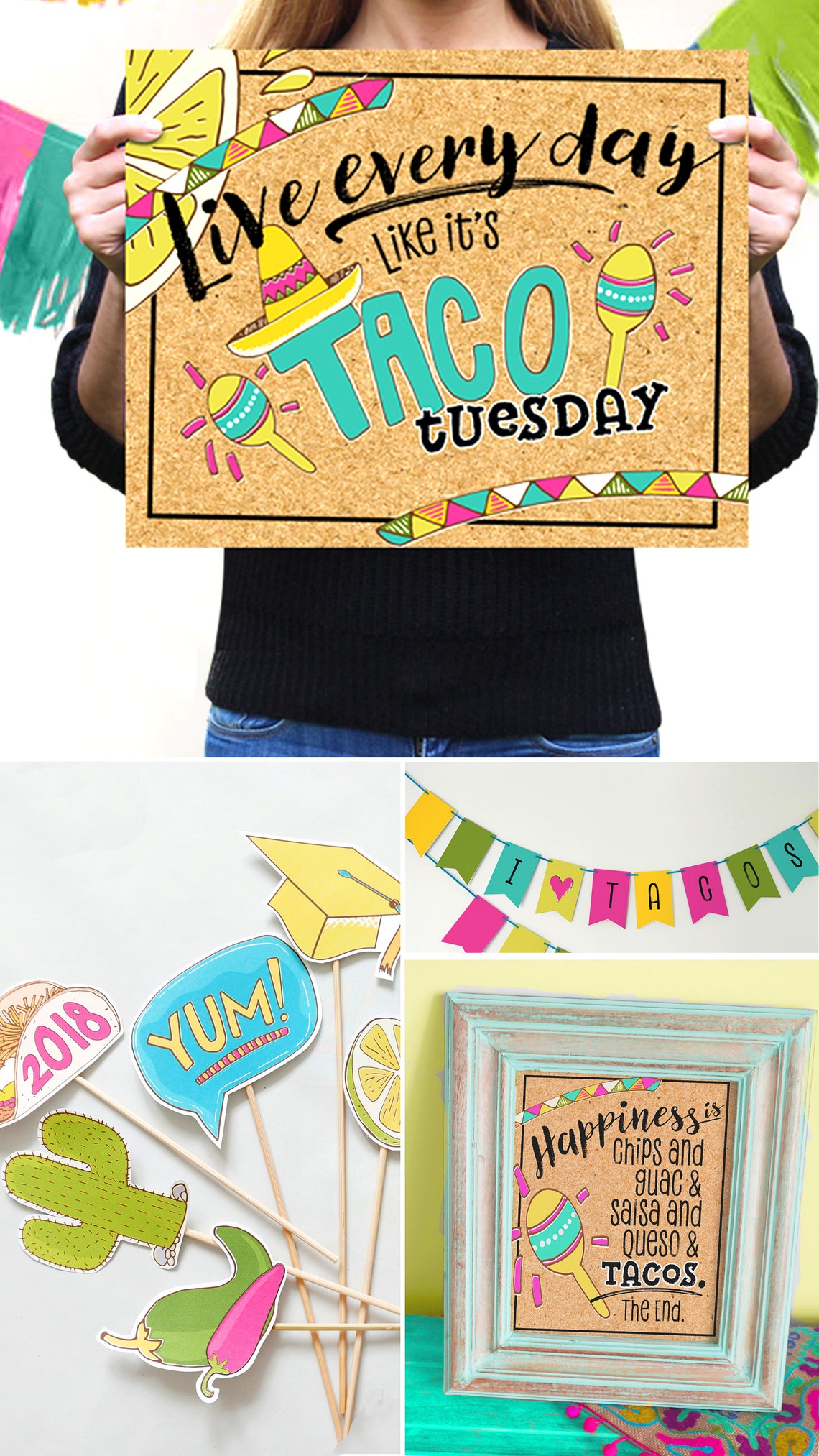 Taco Fiesta Graduation Party Printable Kit Taco Party Kit | Etsy
