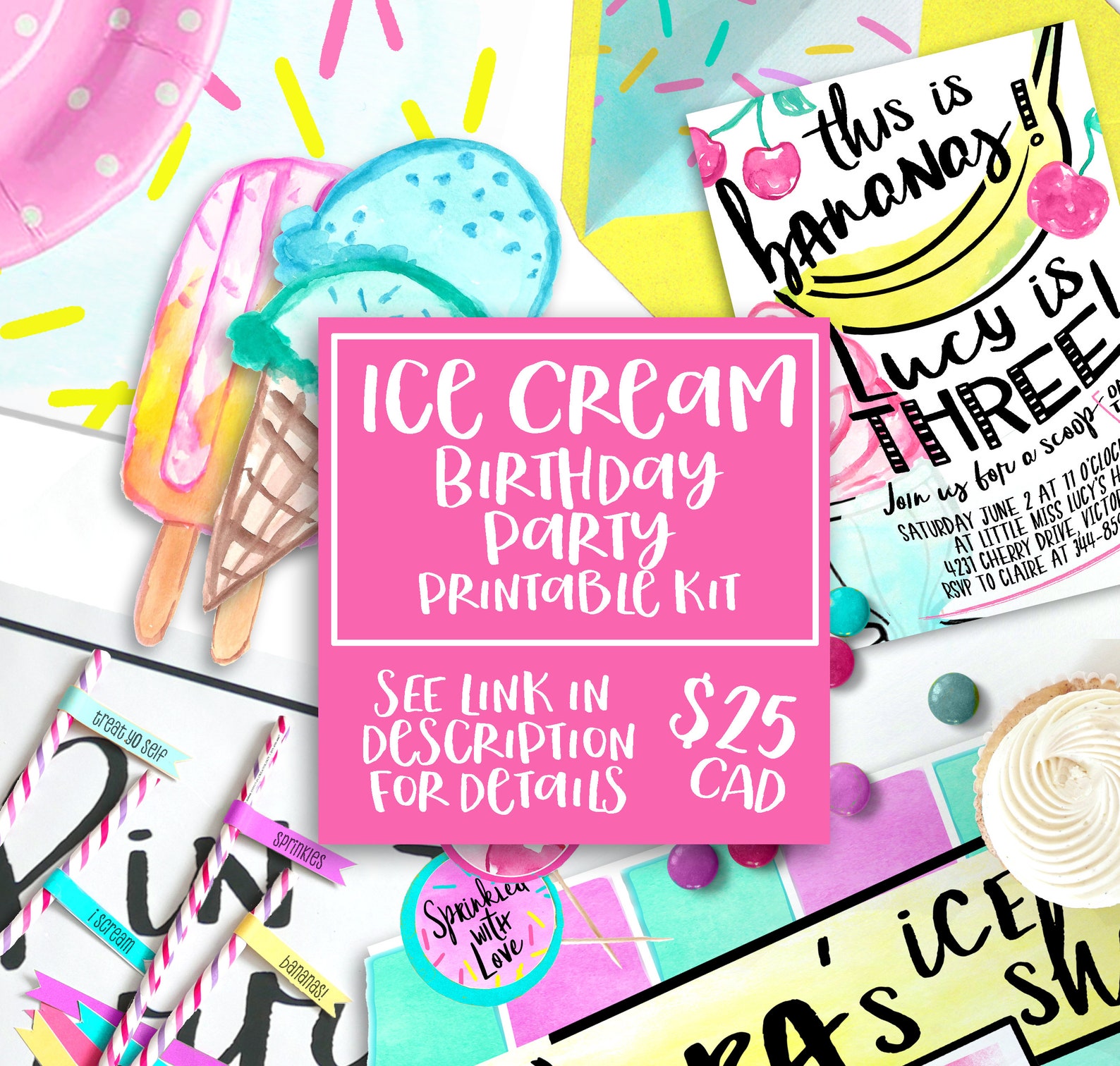 Ice Cream Party Printable Place Mat Ice Cream Party Decor | Etsy